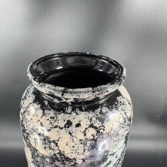 Harris Potteries Chicago Vase Splatter Black Multicolor Glaze Rare Glaze 11inch - Picture 10 of 15